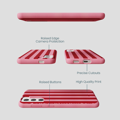 Bubblegum Pink Cherry Stripes Samsung Galaxy S21 Case