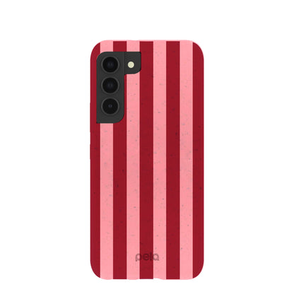 Bubblegum Pink Cherry Stripes Samsung Galaxy S22 Case