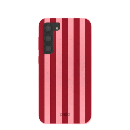 Bubblegum Pink Cherry Stripes Samsung Galaxy S23+(Plus) Case