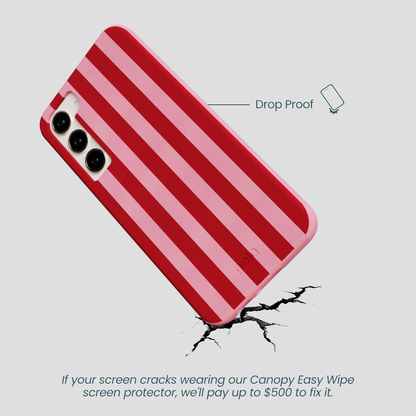 Bubblegum Pink Cherry Stripes Samsung Galaxy S23+(Plus) Case