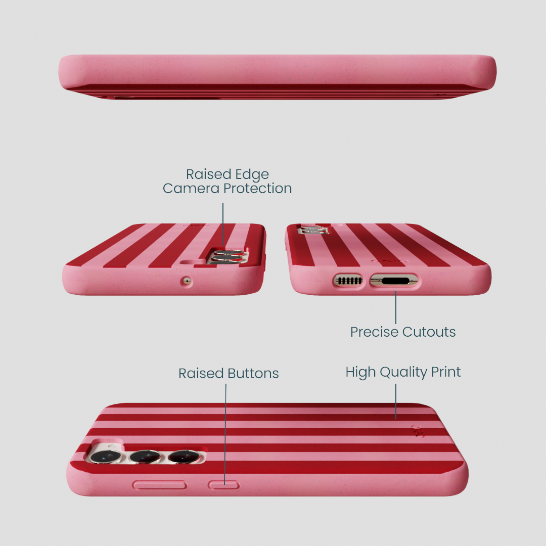 Bubblegum Pink Cherry Stripes Samsung Galaxy S23+(Plus) Case