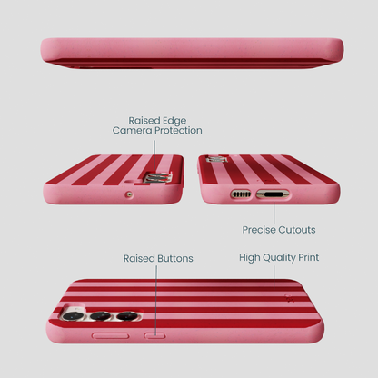 Bubblegum Pink Cherry Stripes Samsung Galaxy S23+(Plus) Case
