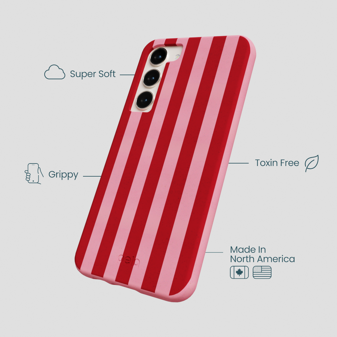 Bubblegum Pink Cherry Stripes Samsung Galaxy S23+(Plus) Case