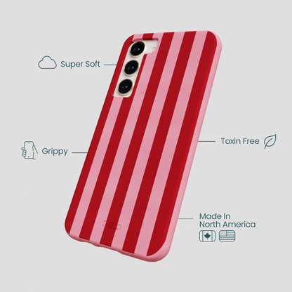 Bubblegum Pink Cherry Stripes Samsung Galaxy S23+(Plus) Case