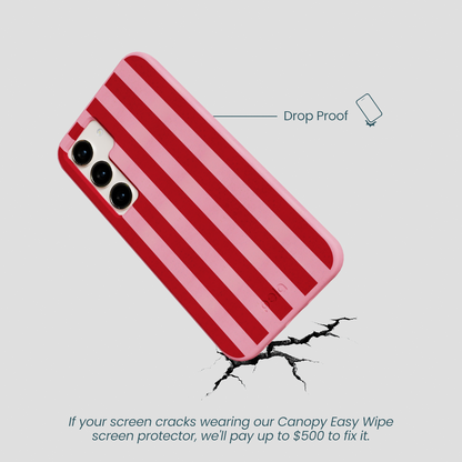 Bubblegum Pink Cherry Stripes Samsung Galaxy S23 Case
