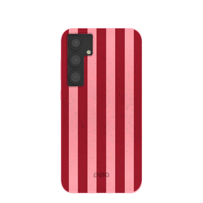 Bubblegum Pink Cherry Stripes Samsung Galaxy S24+(Plus) Case