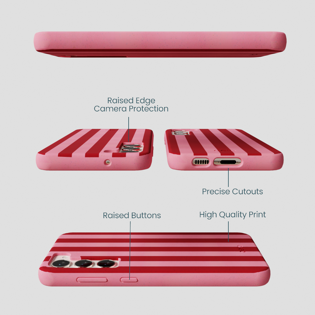 Bubblegum Pink Cherry Stripes Samsung Galaxy S24+(Plus) Case
