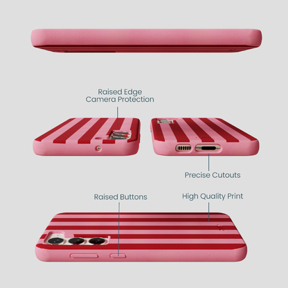 Bubblegum Pink Cherry Stripes Samsung Galaxy S24+(Plus) Case