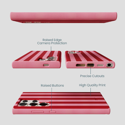 Bubblegum Pink Cherry Stripes Samsung Galaxy S24 Ultra Case