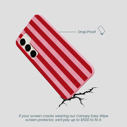 Bubblegum Pink Cherry Stripes Samsung Galaxy S24 Case