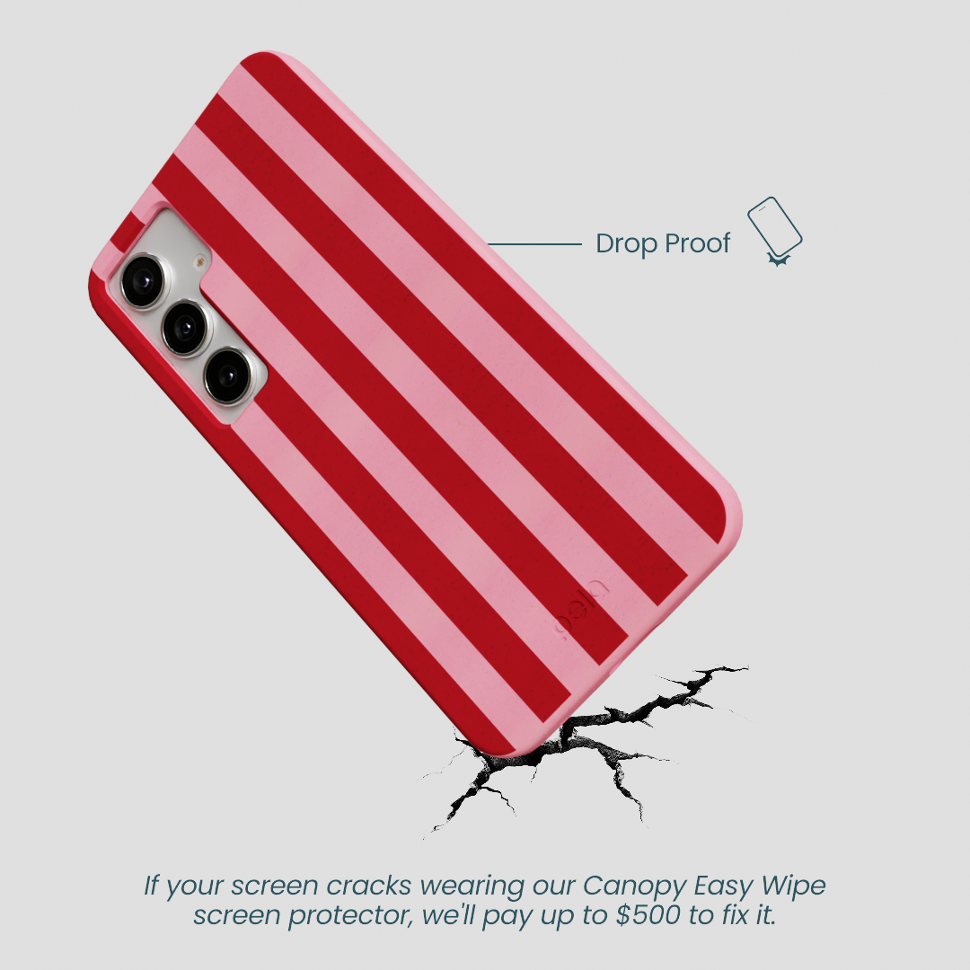 Bubblegum Pink Cherry Stripes Samsung Galaxy S25+(Plus) Case