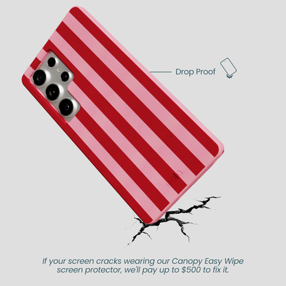 Bubblegum Pink Cherry Stripes Samsung Galaxy S25 Ultra Case