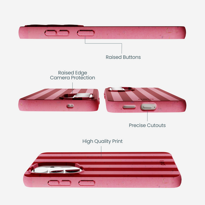 Bubblegum Pink Cherry Stripes Samsung Galaxy S26 Case
