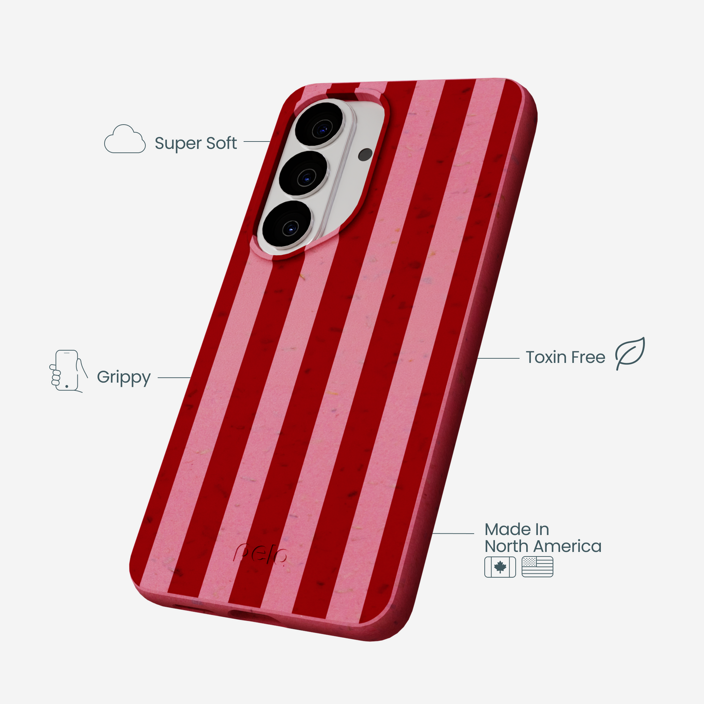 Bubblegum Pink Cherry Stripes Samsung Galaxy S26 Case