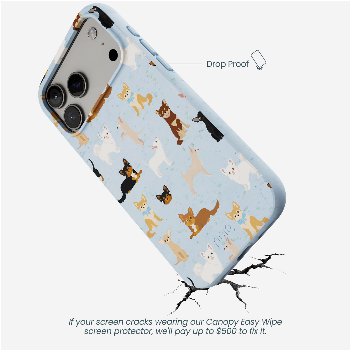 Powder Blue Chihuahua Charms iPhone 17 Pro Max Case