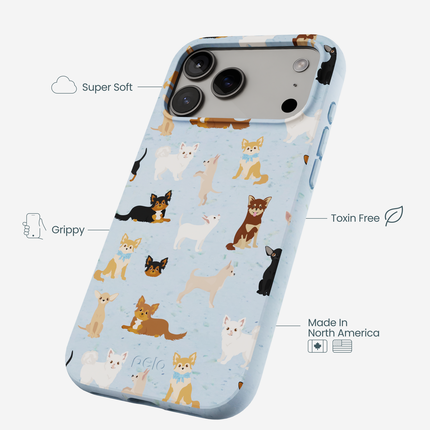 Powder Blue Chihuahua Charms iPhone 17 Pro Max Case
