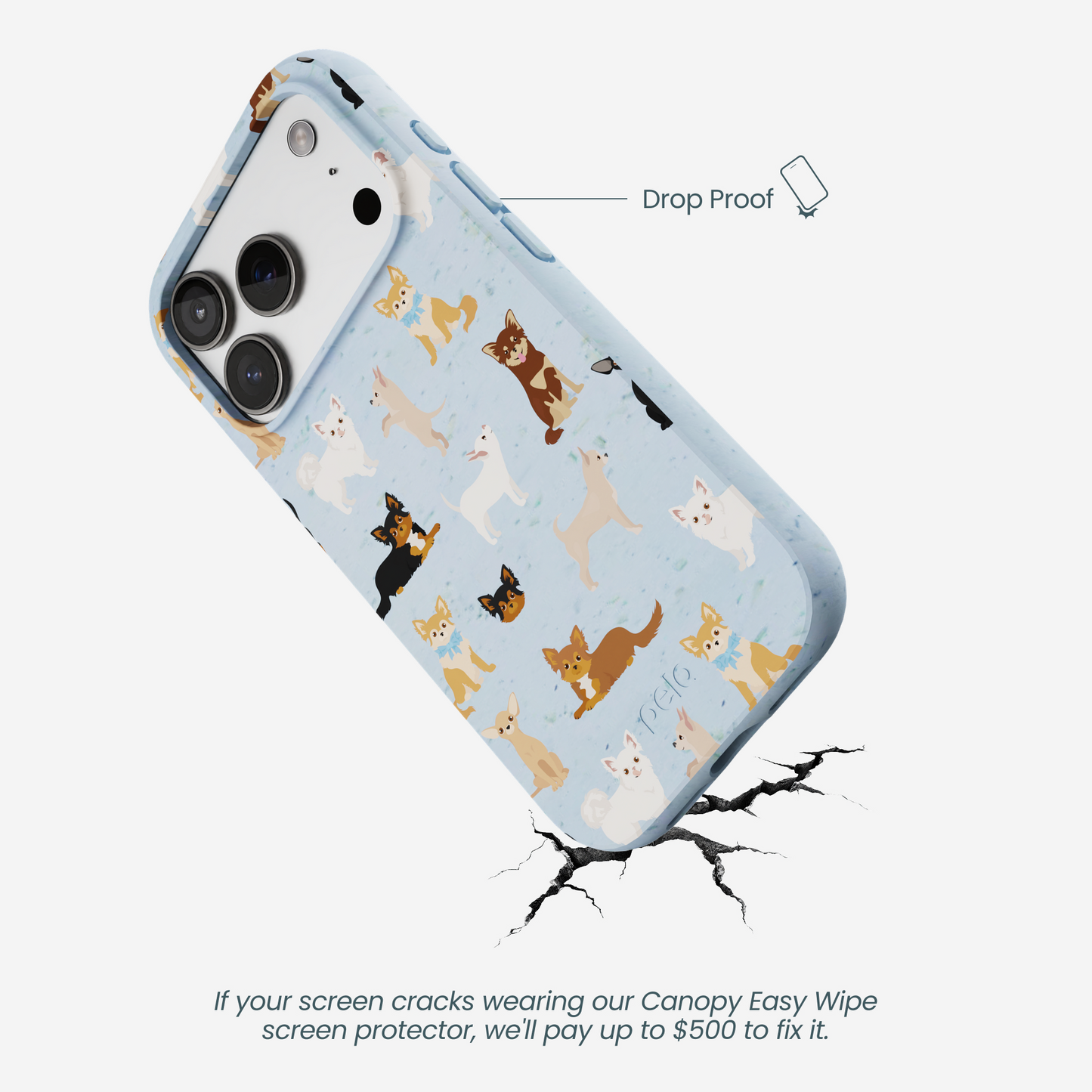 Powder Blue Chihuahua Charms iPhone 17 Pro Case