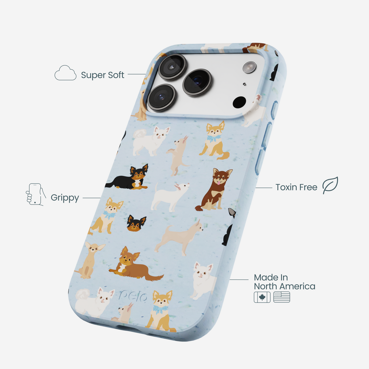 Powder Blue Chihuahua Charms iPhone 17 Pro Case