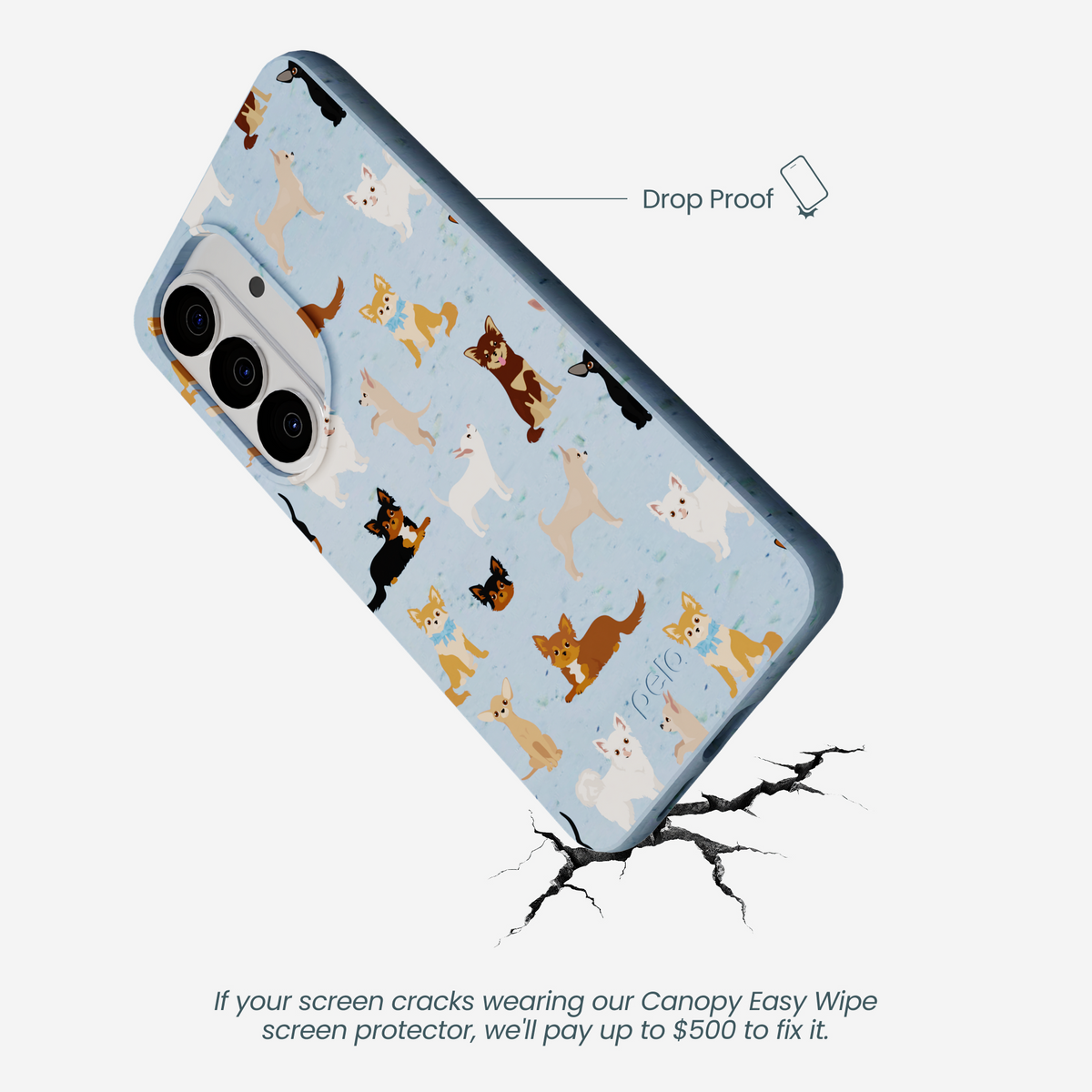 Powder Blue Chihuahua Charms Samsung Galaxy S26 Case