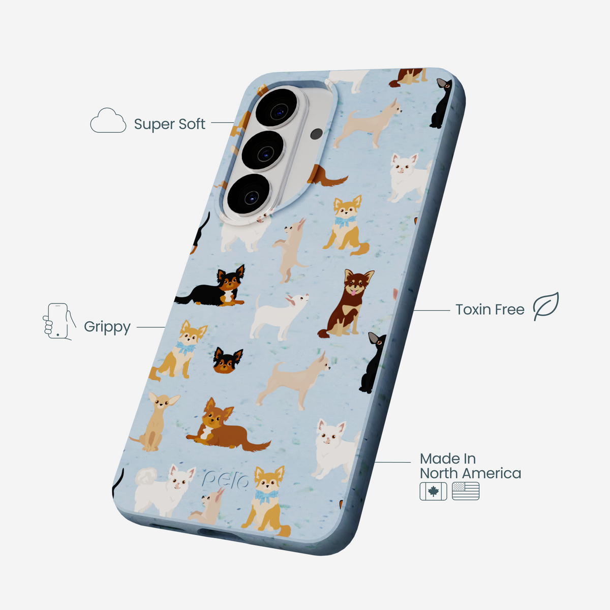 Powder Blue Chihuahua Charms Samsung Galaxy S26 Case