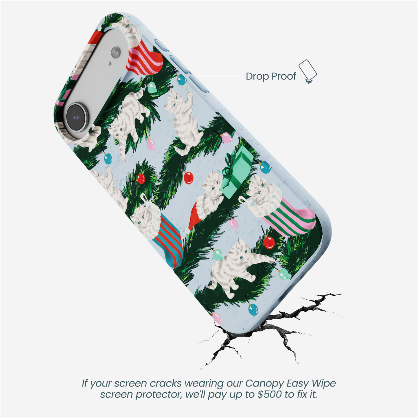 Powder Blue Christmas Kittens iPhone Air Case