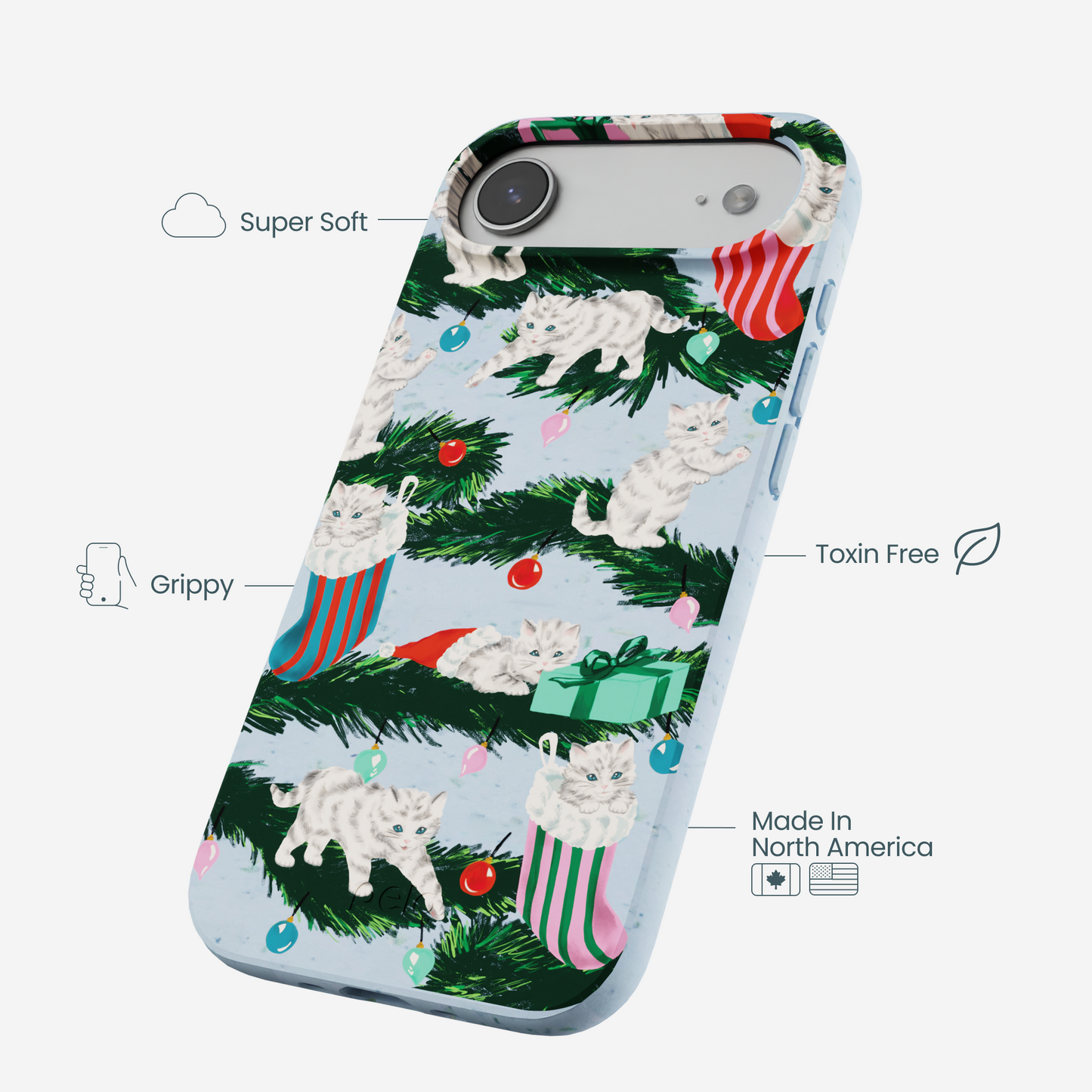 Powder Blue Christmas Kittens iPhone Air Case