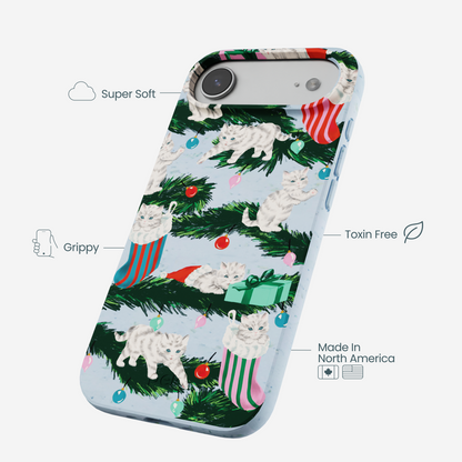 Powder Blue Christmas Kittens iPhone Air Case