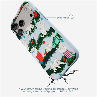 Powder Blue Christmas Kittens iPhone 17 Pro Max Case