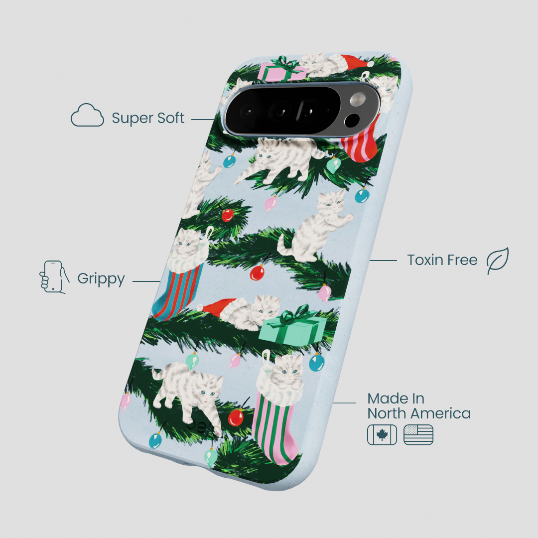 Powder Blue Christmas Kittens Google Pixel 10 Pro XL Case
