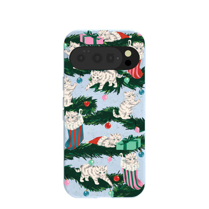 Powder Blue Christmas Kittens Google Pixel 10/10 Pro Case