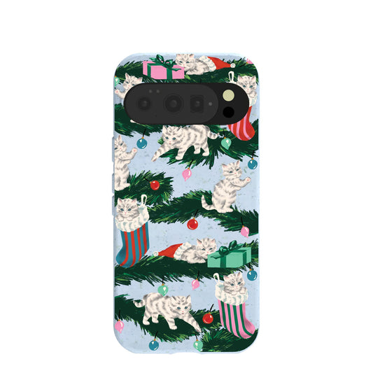 Powder Blue Christmas Kittens Google Pixel 10/10 Pro Case