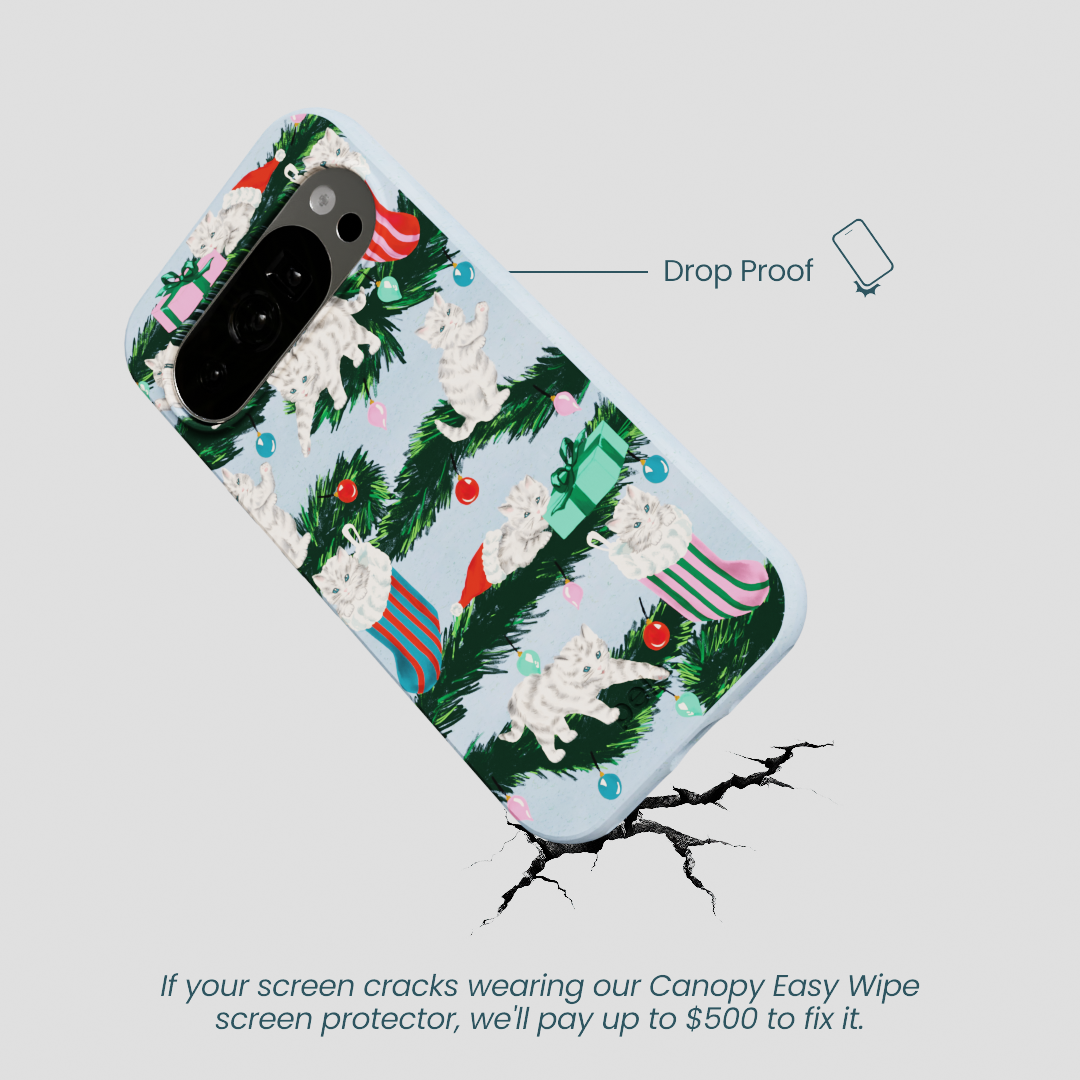 Powder Blue Christmas Kittens Google Pixel 10/10 Pro Case