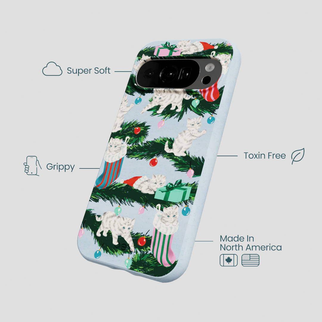 Powder Blue Christmas Kittens Google Pixel 10/10 Pro Case