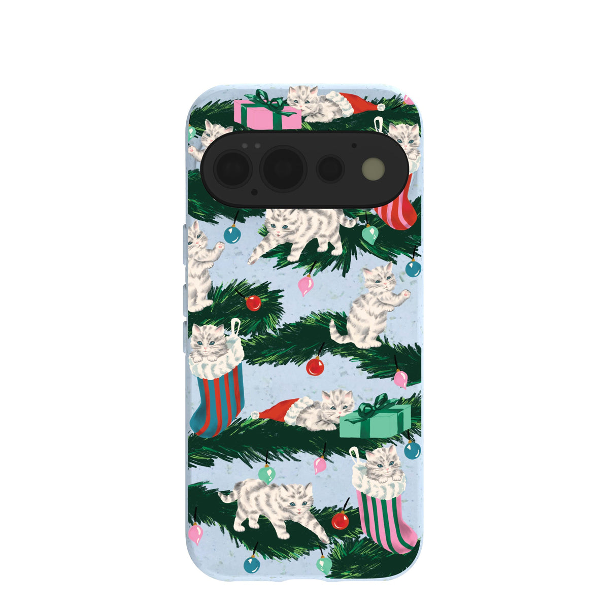 Powder Blue Christmas Kittens Google Pixel 11 Pro Case