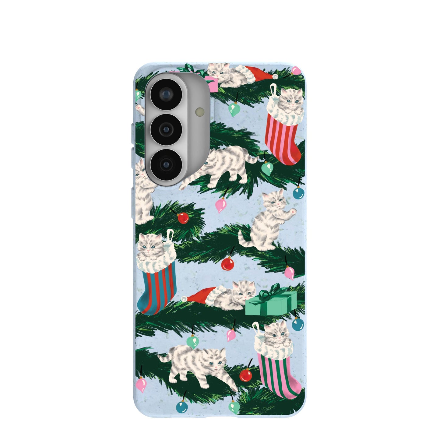 Powder Blue Christmas Kittens Samsung Galaxy S26+(Plus) Case