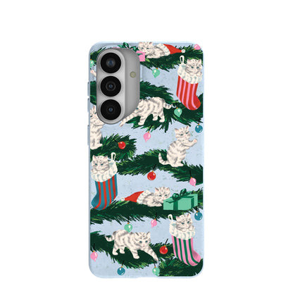 Powder Blue Christmas Kittens Samsung Galaxy S26+(Plus) Case