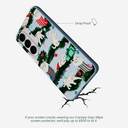 Powder Blue Christmas Kittens Samsung Galaxy S26 Case