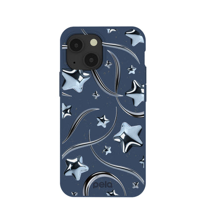 Navy Blue Chrome Stars iPhone 13 Mini Case