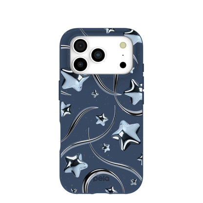 Navy Blue Chrome Stars iPhone 17 Pro Case