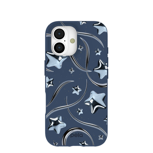 Navy Blue Chrome Stars iPhone 17 Case