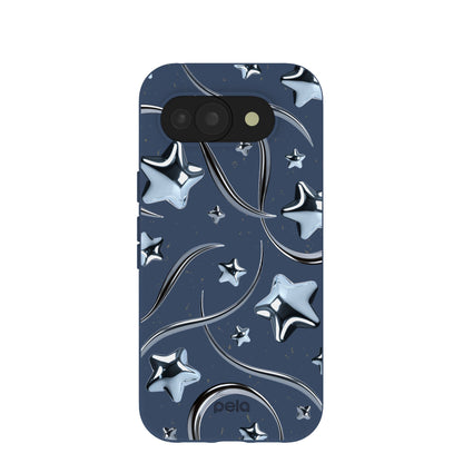 Navy Blue Chrome Stars Google Pixel 10a Case