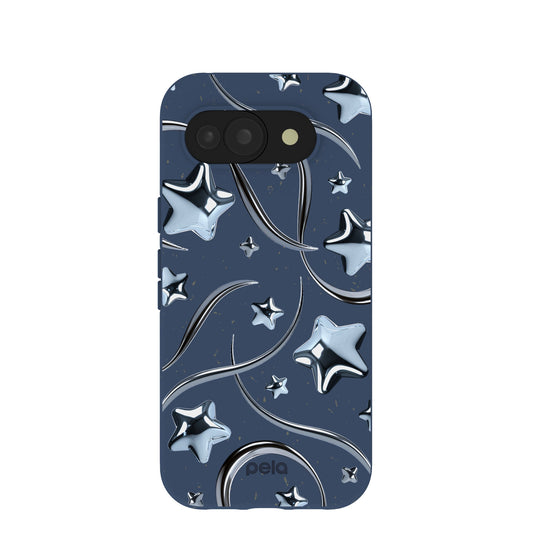 Navy Blue Chrome Stars Google Pixel 10a Case
