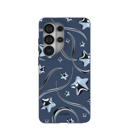 Navy Blue Chrome Stars Samsung Galaxy S26 Ultra Case