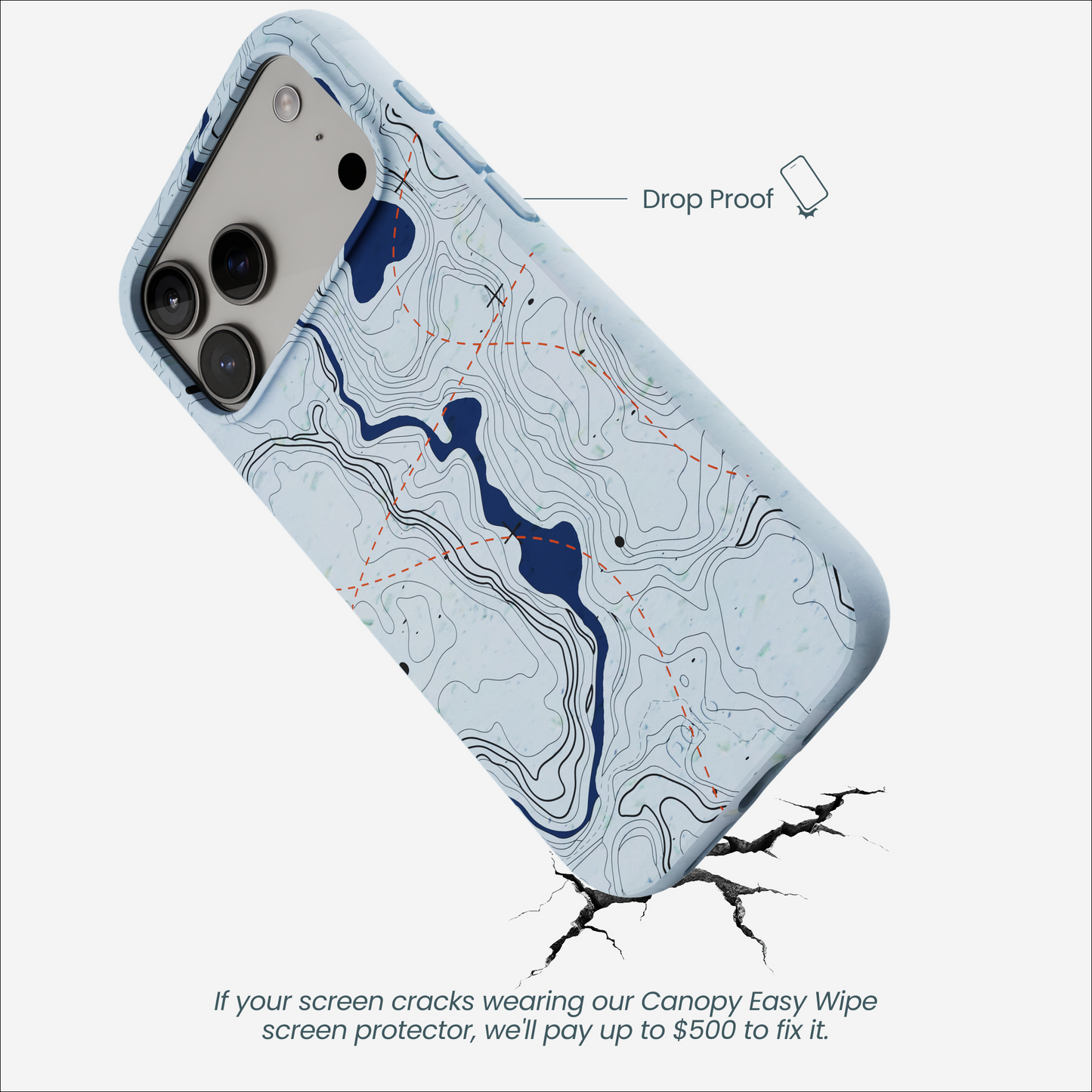 Powder Blue Contour Lines iPhone 17 Pro Max Case