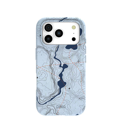 Powder Blue Contour Lines iPhone 17 Pro Case