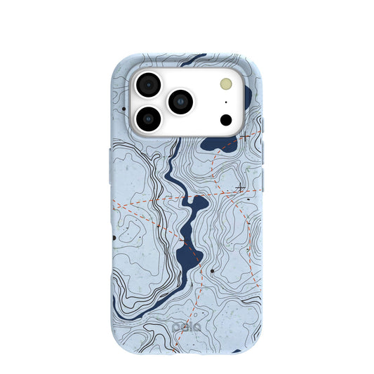 Powder Blue Contour Lines iPhone 17 Pro Case