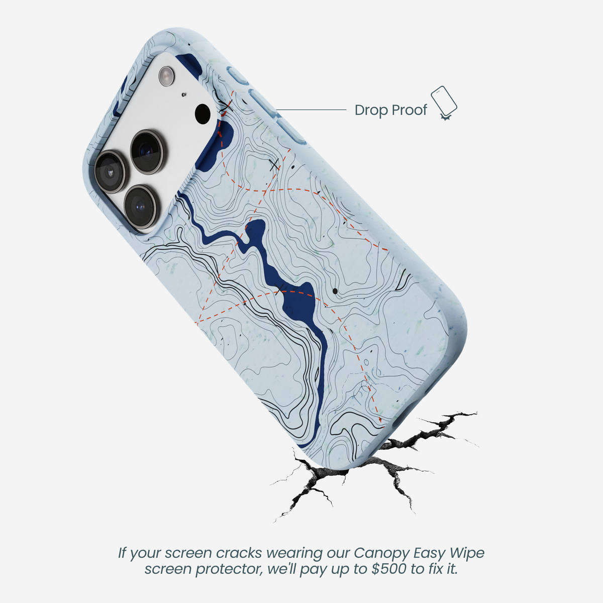 Powder Blue Contour Lines iPhone 17 Pro Case