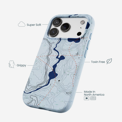 Powder Blue Contour Lines iPhone 17 Pro Case