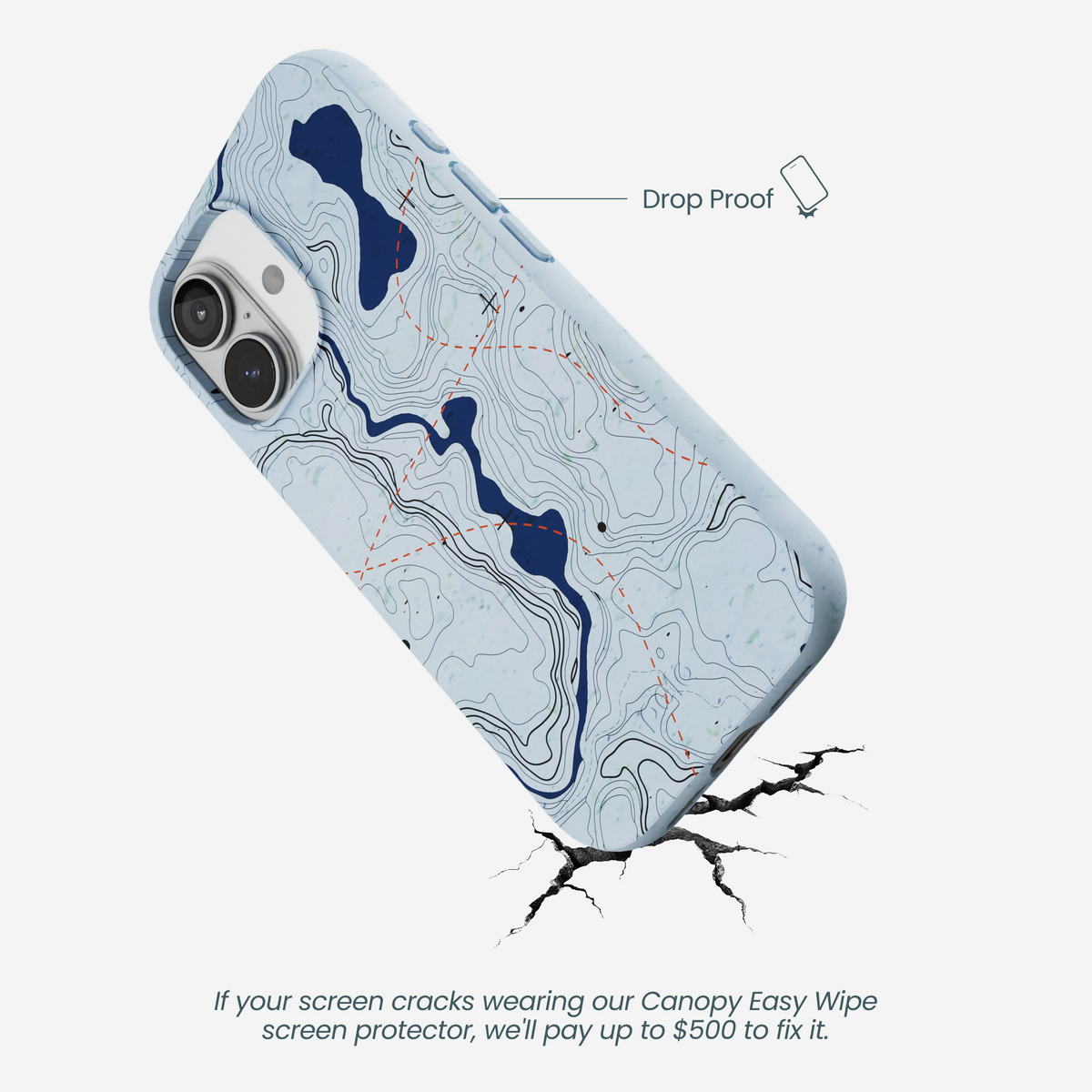 Powder Blue Contour Lines iPhone 17 Case