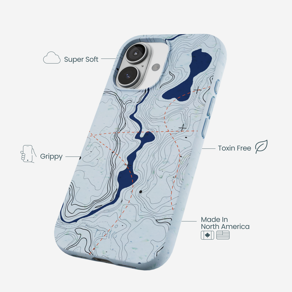 Powder Blue Contour Lines iPhone 17 Case